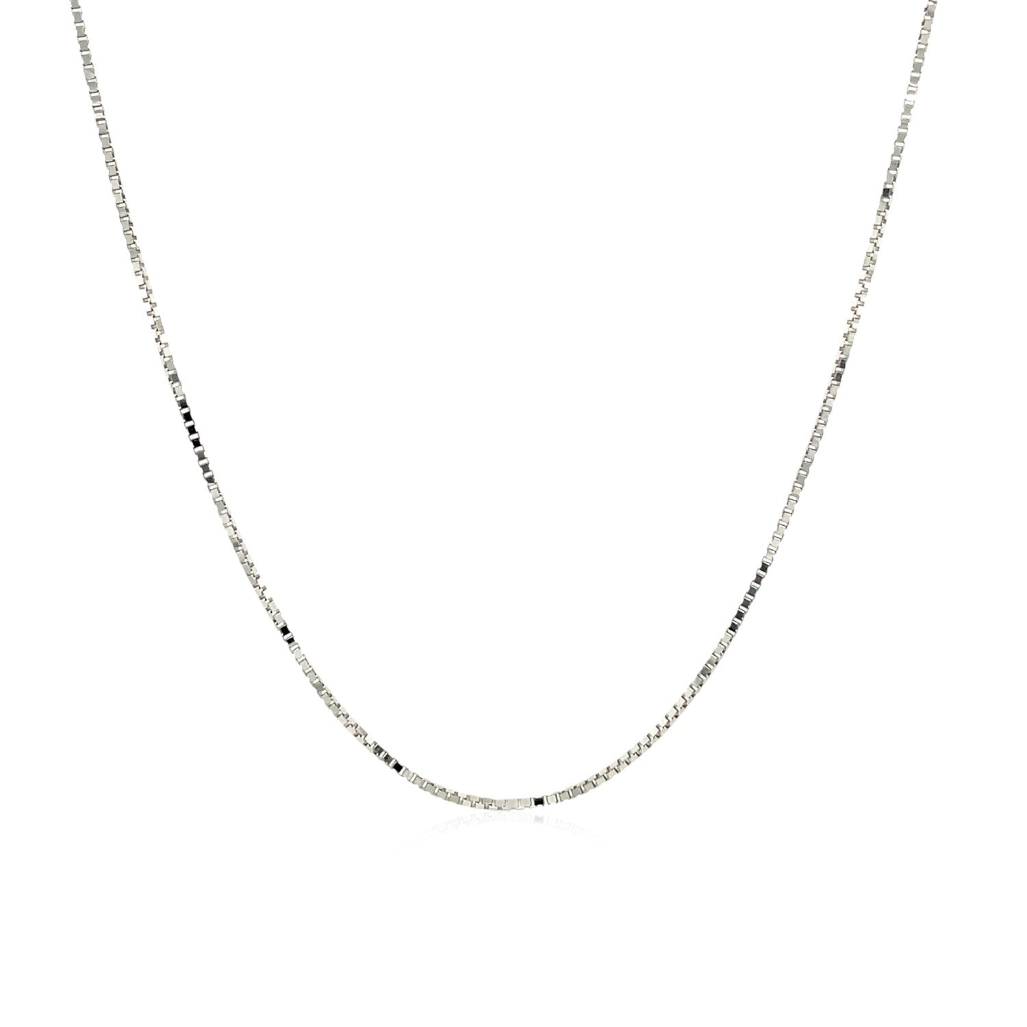 14k White Gold Adjustable Box Chain (0.70 mm) in a sleek high-contrast midnight luxury editorial style